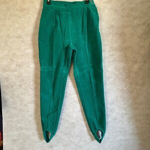 Vintage Pasta Emerald Green Corduroy‎ Stirrup Pants High Waisted Size 7/8